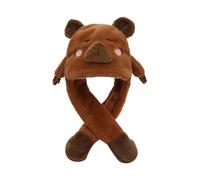 Ruarby Sombrero de capibaras de dibujos animados peludos con bufanda gruesa y peluda de gran tamaño para niños, gorro de invierno para Halloween, disfraz de dibujos animados