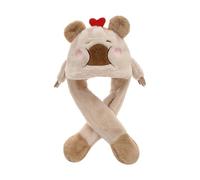 Ruarby Sombrero de capibaras de dibujos animados peludos con bufanda gruesa y peluda de gran tamaño para niños, gorro de invierno para Halloween, disfraz de dibujos animados