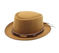 Ruarby Sombrero de invierno de ala ancha para mujer, redondo, de algodón con banda de cuero, para bodas, fiestas, transpirable, Camela3, Talla única