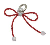 Ruarby Sweet Cool Redness - Llavero con colgante de lazo con cuentas, correa para colgar en el teléfono, para llaves, bolso o bolso, tela/plumas