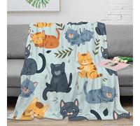 RUASVENNS Cartoon Gato Microfibra Manta Manta Impresa 3D Suave Acogedora Y Cálida Multiusos Mullida Cubierta De Cama para Niños Adultos，para Adultos Y Niños 40x50inch(100x130cm)
