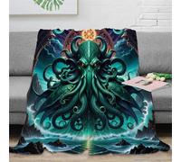 RUASVENNS Cthulhu Impresa 3D Manta Manta Microfibra Suave Acogedora Y Cálida Multiusos Cubierta De Cama Mullida para Niños Adultos，para Adultos Y Niños 80x90inch(200x230cm)