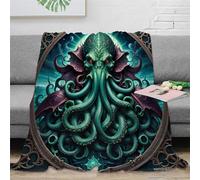 RUASVENNS Cthulhu Impresa 3D Manta Microfibra Manta Suave Acogedora Y Cálida Cubierta De Cama Multiusos Mullida para Niños Adultos，para Adultos Y Niños 50x60inch(127x152cm)