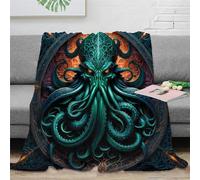 RUASVENNS Cthulhu Impresa 3D Microfibra Manta Manta Multiusos Suave Acogedora Y Cálida Mullida Cubierta De Cama para Niños Adultos，para Adultos Y Niños 40x50inch(100x130cm)