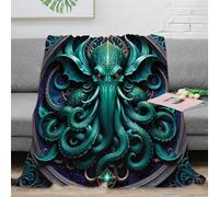 RUASVENNS Cthulhu Impresa 3D Microfibra Manta Manta Suave Acogedora Y Cálida Cubierta De Cama Multiusos Mullida para Niños Adultos，para Adultos Y Niños 50x60inch(127x152cm)