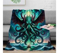 RUASVENNS Cthulhu Microfibra Manta Impresa 3D Manta Cubierta De Cama Multiusos Mullida Suave Acogedora Y Cálida para Niños Adultos，para Adultos Y Niños 60x80inch(150x200cm)