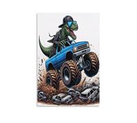 RUASVENNS Monster Trucks Cuadros En Lienzo Decoracion De Pared Modernos Dinosaurs Mural Para Salon,Dormitorio,Baño,Comedor 16x24inch(40x60cm)