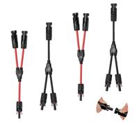 Ruayia 2 pares de cables solares en Y de 4 mm², distribuidor en Y, resistente al agua, divisor en Y, conector solar, conector solar y adaptador paralelo en Y, 2 rojos y 2 negros