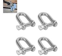Ruayia 4 piezas M4 grillete de acero inoxidable forma recta corta, anillo D de 304 grillete de bloqueo recto con cáncamo Ø6mm para aparejo, cuerdas de acero, cadenas, grillete