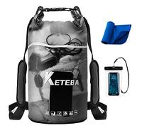 Ruayia Dry Bag - Bolsa impermeable de 2 L, 5 L, 10 L, 20 L, con correa para el hombro y funda impermeable para teléfono móvil, IPX8, para barco, kayak, pesca, rafting, natación y playa, Negro , 5 l,