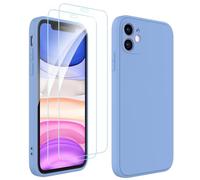 Ruayia Funda para iPhone 11 y 2X Protector de Pantalla, Carcasa Silicona Negro Mat Case Slim Antichoque Carcasa TPU Protección Anti-Amarillo Protectora - 6,1 Pulgadas - Cielo Azul