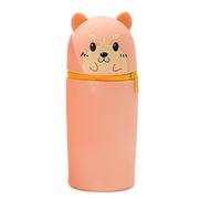 Ruayia Kawaii Estuche para niñas con cremallera, estuche de pie para niñas, de silicona suave, soporte para lápices de mesa, estuche escolar, Naranja - Straight, Doggy-Straight, Organizador de maletas