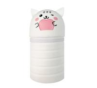 Ruayia Kawaii Estuche para niñas con cremallera, estuche de pie para niñas, de silicona suave, soporte para lápices de mesa, estuche escolar, Blanco-plegable, Cat-Foldable, Organizador de maletas