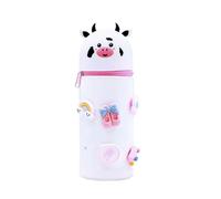 Ruayia Kawaii - Estuche telescópico de silicona suave, 2 en 1, diseño de gatito, Vaca de leche, Milk Cow-DIY, Organizador de maletas