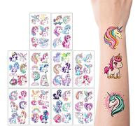 Ruayia Pegatinas temporales de tatuaje de Mario Polo, 10 hojas, pegatinas de tatuaje amigables con la piel para niñas y niños, tatuajes de sirena, decoración de cumpleaños - Modelo con purpurina
