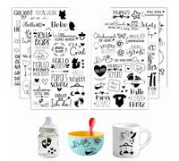 Rub-On Juego de pegatinas de nacimiento y bebé, pegatinas para decoración de baby shower, hola mundo, cigüeña, piedras de milla, pegatinas negras para álbumes de recortes, tarjetas de nacimiento y