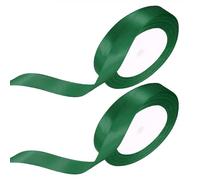 Ruban Satin vert, 2 Rolls 15mm x 22m Ruban de Noël pour Emballage Cadeaux, DIY Décoration de Mariage, Artisanat, Anniversaire, Fête, Coffrets, Bouquet