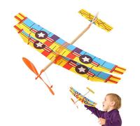 Rubber Band Plane, Foam Biplane Kit, Model Airplane Toy, Realistic Double Wing Design, Colorful Educational Fun, Stem Learning or Outdoor Play, 19.69x16.93 Inches, Multicolor, 1pc