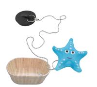 Rubber Bath Plug and Chain - Rubber 5x5x8cm | Cartoon Drain Stopper, Floating Bath Tub Plug | Universal Sink Bathroom Stopper For Duck Giraffe Starfish Sea Whale Bathtubs