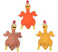 Rubber Chicken Dog Toy Squeak, 3 Pack Latex Screaming Chicken Dog Toys That Makes Noise, Funny Squeaky Interactive Puppy Dog Toys for Boredom, Dog Fet