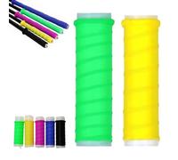 Rubber Cold-Shrink Handle Wrap, Insulation Non-Slip Waterproof Cold Shrink Handle Wrap with Non Slip Texture for Fishing Rods, Rackets and Hand Tools (Yellow+Green,S: 4.7"/12cm)