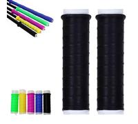 Rubber Cold-Shrink Handle Wrap, Insulation Non-Slip Waterproof Cold Shrink Handle Wrap with Non Slip Texture for Fishing Rods, Rackets and Hand Tools (Black*2,L: 9.5"/24cm)