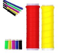 Rubber Cold-Shrink Handle Wrap, Insulation Non-Slip Waterproof Cold Shrink Handle Wrap with Non Slip Texture for Fishing Rods, Rackets and Hand Tools (Yellow+Red,M: 6.7"/17cm)