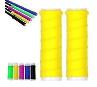 Rubber Cold-Shrink Handle Wrap, Insulation Non-Slip Waterproof Cold Shrink Handle Wrap with Non Slip Texture for Fishing Rods, Rackets and Hand Tools (Yellow*2,L: 9.5"/24cm)