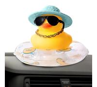 Rubber Duck for Car Dashboard - Funny Car Duck Ornament with Sunglasses, Swim Ring, Hat & Necklace | Adorable Auto Interior Decoration for Vehicles, Road Adventures, Travel Lovers, Cute Dashboard