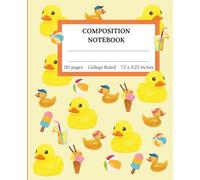 Rubber Ducks & Beach Balls Composition Notebook: Fun and Colorful Design | Perfect for Students, Teachers, and Note-Taking | Durable Matte Cover | ... 7.5” x 9.25”, 110 Pages | Cute Summer-Theme