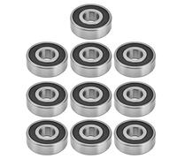 Rubber Sealed Ball Bearings 10PCS | High - Grade Bearing Steel for Radial & Axial Loads | Deep Groove Bearings for Linear Motion/CNC / 3D Printers | Standard Sizes 6300-6304 (6302 rubber seal)