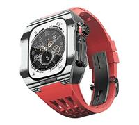 Rubber Watch Band Carbon Fiber Case,For Series 9 8 7 6 5 4 SE 44mm 45mm Watch Upgrade Replacement Kit Rugged Protector Bumper Luxury Straps