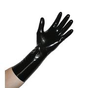 Rubberfashion Guantes de látex cortos - Sexy Rubber Gloves - guantes de látex cortos hasta la muñeca para damas y caballeros negro 0,4mm S