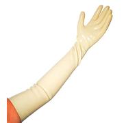 Rubberfashion Guantes de látex largos - Guantes de látex largos - goma pesada - hasta el brazo para hombres y mujeres pareja blanco 0,8mm M