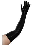 Rubberfashion Guantes de látex largos - Guantes de látex largos hasta el brazo para hombres y mujeres, par. negro 0,4mm L