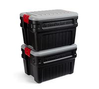 Rubbermaid ActionPacker Contenedores de almacenamiento con cerradura de 24 galones, paquete de 2, contenedores de almacenamiento industriales resistentes con tapas