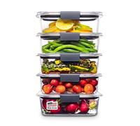 Rubbermaid Brilliance - Recipientes de almacenamiento de alimentos con tapas para almuerzo, preparación de comidas y sobras, aptos para lavavajillas, 3.2 tazas, transparente/gris