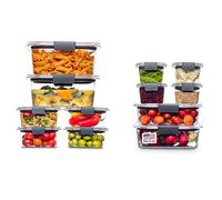 Rubbermaid Brillo Brilliance-Contenedores de Almacenamiento de Alimentos | 24 recipientes de plástico con Tapas | Sin BPA, a Prueba de Fugas, Transparente