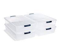 Rubbermaid Cleverstore Clear 41 QT - Pack de 4 recipientes de almacenamiento de plástico con Latching Clear Lids