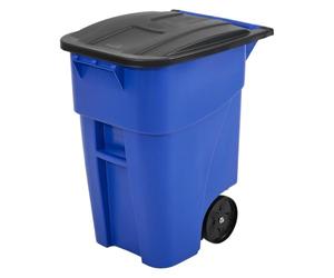Rubbermaid Commercial Products Brute - Contenedor móvil con tapa, capacidad de 189.3 l, azul
