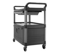 Rubbermaid Commercial Products FG409400GRAY - Carrito de servicio, HDPE, puertas con cierres y cajón deslizante, gris