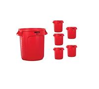 Rubbermaid Commercial Products Rubbk FG261000RED Brute Heavy-Duty Trash/Garbage Can, 10 Volts, Polyethylene, Red (Pack of 6)