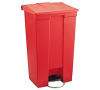 Rubbermaid Commercial Products Step-On 6146 - Cubo de basura rectangular, plástico, capacidad de 87 l, rojo