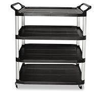 Rubbermaid Commercial Products Xtra 4096 - Carro de servicio con 4 estantes, capacidad de 135 kg, negro