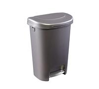 Rubbermaid Cubo de basura clásico de 50 litros con tapa y pedal de acero inoxidable, cubo de basura bronce para cocina, hogar, oficina, garaje