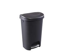Rubbermaid Cubo de basura clásico de 50 litros con tapa y pedal de acero inoxidable, cubo de basura negro para cocina, hogar, oficina, garaje