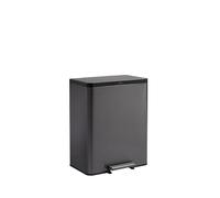 Rubbermaid Elite - Cubo de basura de doble flujo de metal de acero inoxidable para el hogar, residuos de cocina y reciclaje, 15.9 galones, carbón, basura y cubo de reciclaje