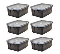 Rubbermaid Roughneck - Bolsas de almacenamiento de 3 galones, paquete de 6, recipientes de almacenamiento apilables duraderos con tapas, contenedores de almacenamiento de plástico anidables para