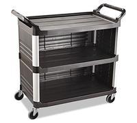 Rubbermaid Xtra 4093 - Carro de servicio con 3 lados cerrados, capacidad de 135 kg, negro