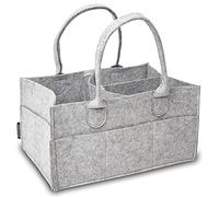 Rubberneck Cesta de fieltro para pañales - Organizador de almacenamiento portátil para bebés, 33 x 22 x 17 cm, Gris Claro
